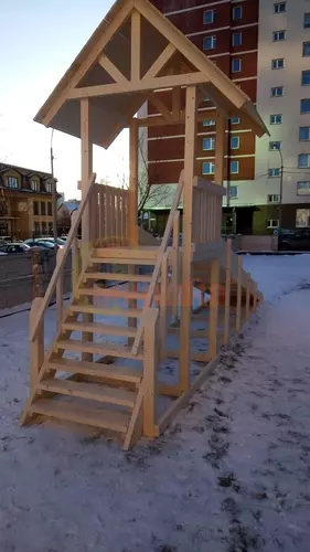 Зимняя заливная горка Савушка Зима Wood - 5 скат 5 метров, Покрытие: Без покрытия, фото 8