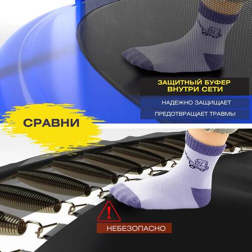 Батут с защитной сеткой "PERFETTO SPORT 6" диаметр 1,8 м синий, фото 7