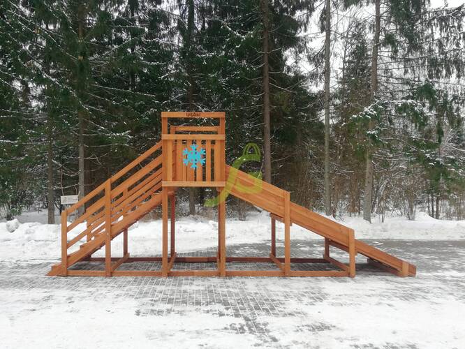 Зимняя горка IgraGrad SnowFox Start, скат 4 м, Покрытие: Пропитка с антисептиком на водной основе Фортеколор, фото 23