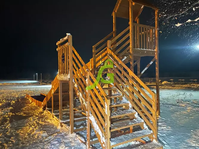 Зимняя деревянная горка "IgraGrad Snow Fox 12 м" с двумя скатами и выкатом 8 м, фото 9