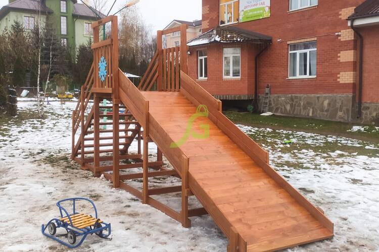 Зимняя горка IgraGrad SnowFox Start, скат 4 м, Покрытие: Пропитка с антисептиком на водной основе Фортеколор, фото 5