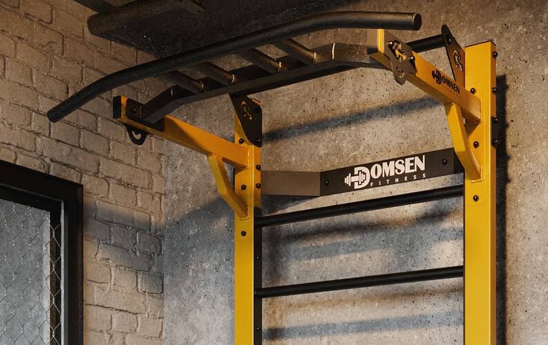 Профессиональная шведская стенка с брусьями и турником Domsen Fitness Ds46 YELLOW, Цвет: Жёлтый, фото 2