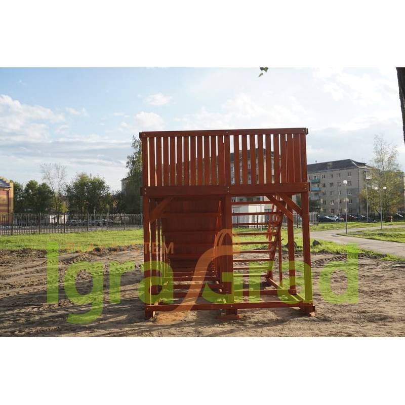 Детская деревянная зимняя горка "IgraGrad Snow Fox", скат 5,9 м