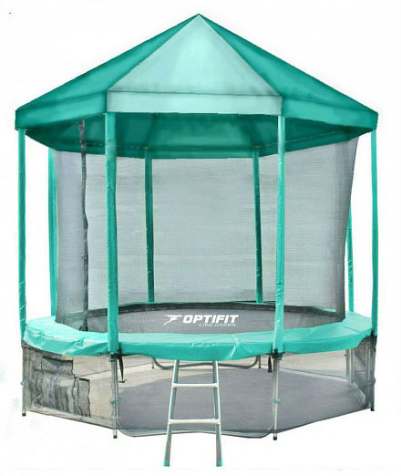 Батут OPTIFIT Like Green 14ft 4,27 м с зеленой крышей