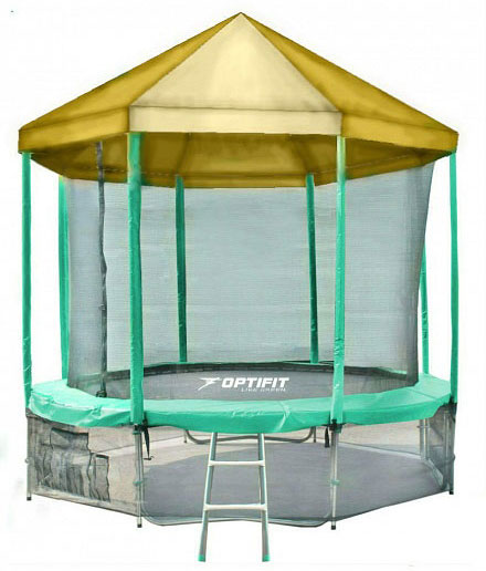 Батут OPTIFIT Like Green 14ft 4,27 м с желтой крышей