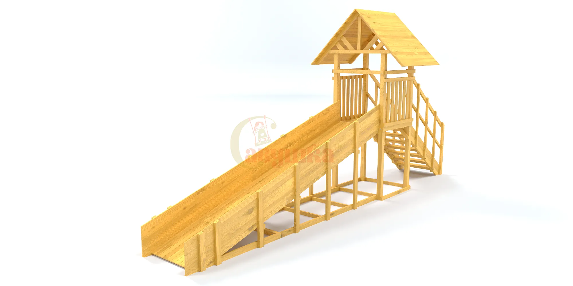 Зимняя заливная горка Савушка Зима Wood - 5 скат 5 метров