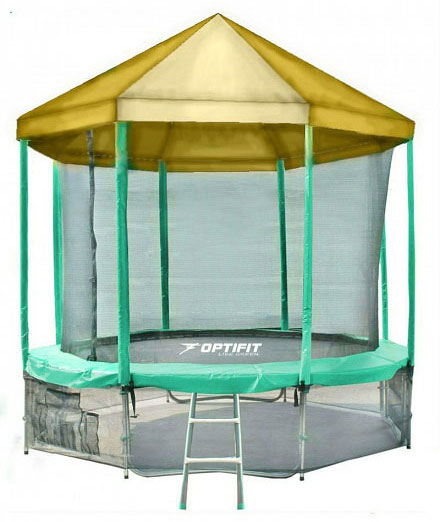 Батут OPTIFIT Like Green 16ft 4,88 м с желтой крышей