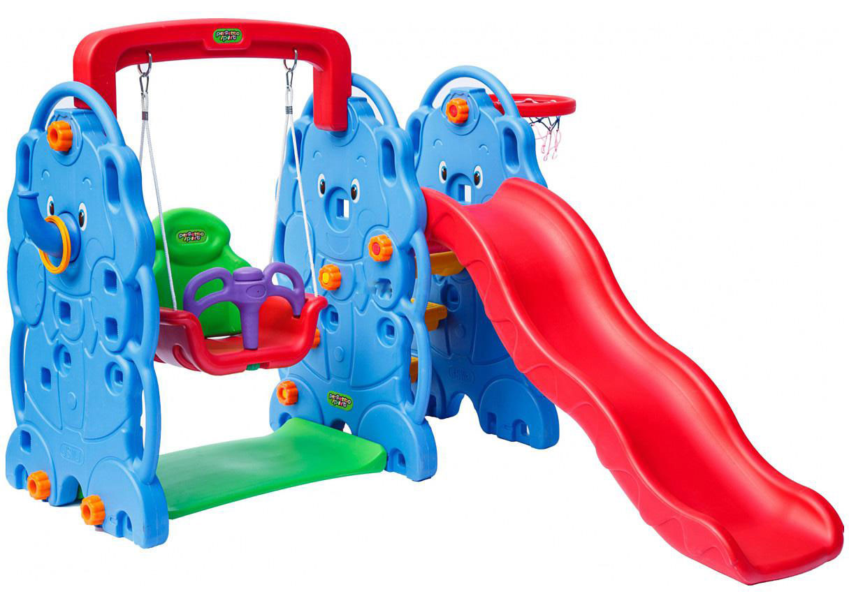 Детская горка Perfetto Sport + качели Слоник PS-030