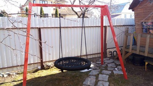 Качели "Гнездо" ХИТ 120 см с толстым ободом и толстой сеткой на цепях и подшипниках