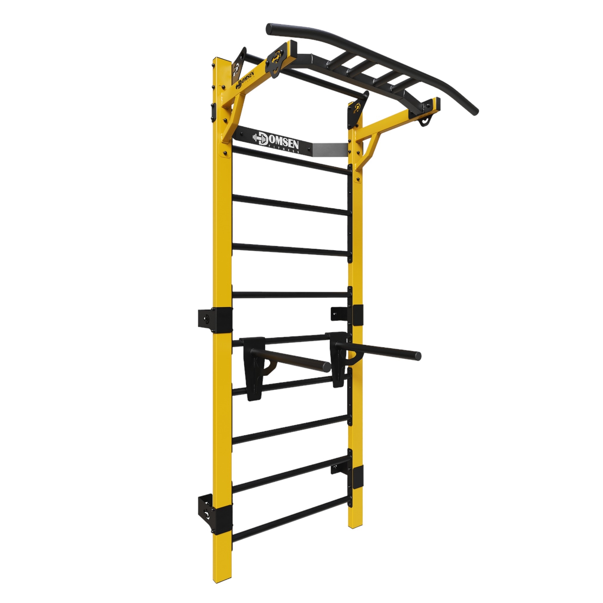Профессиональная шведская стенка с брусьями и турником Domsen Fitness Ds46 YELLOW