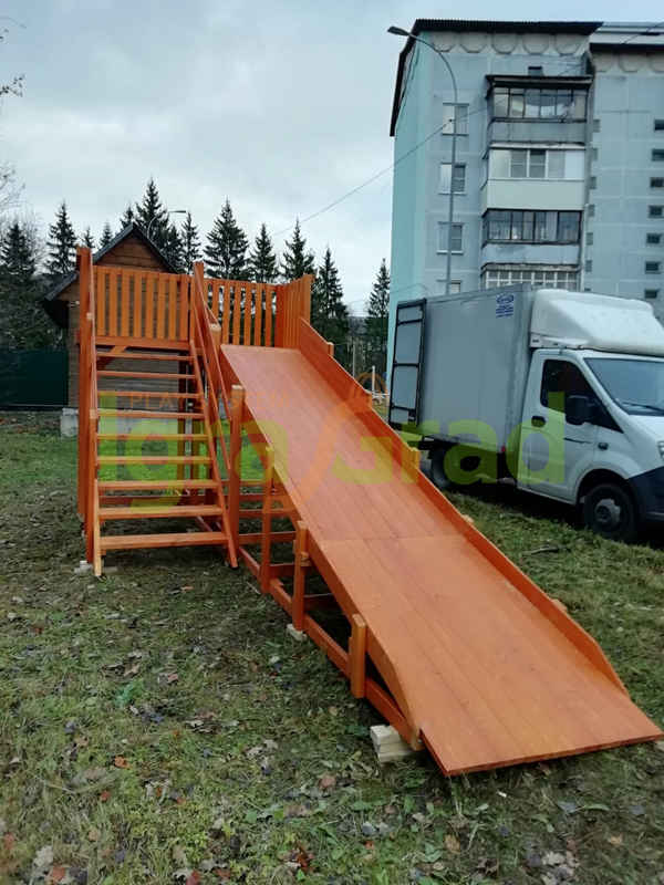 Детская деревянная зимняя горка "IgraGrad Snow Fox", скат 5,9 м