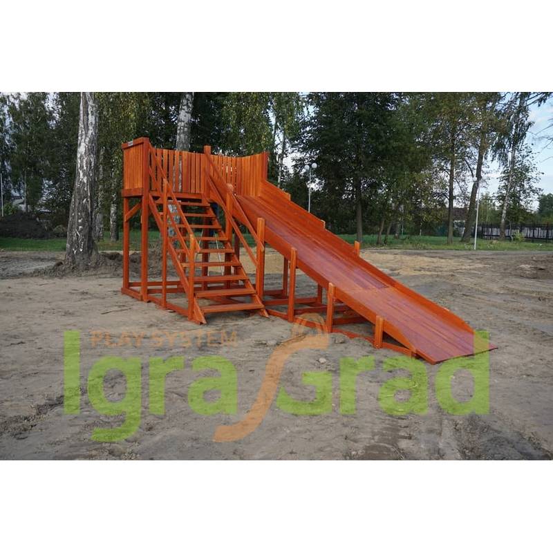 Детская деревянная зимняя горка "IgraGrad Snow Fox", скат 5,9 м
