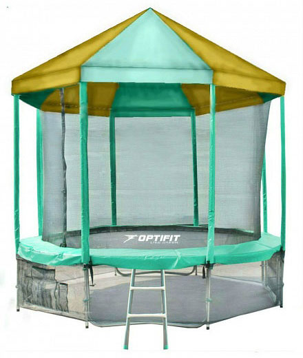 Батут OPTIFIT Like Green 16ft 4,88 м с зелено-желтой крышей