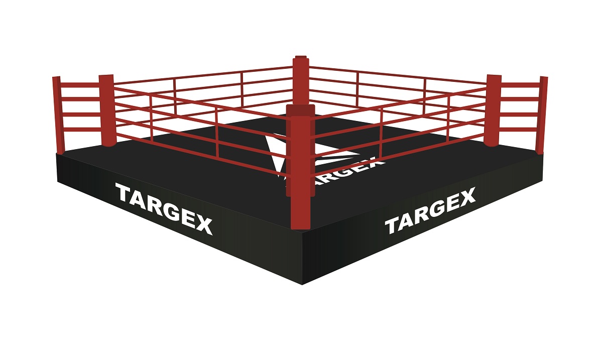 Ринг боксерский TARGEX на помосте высотой 0,5 м, размер 4х4