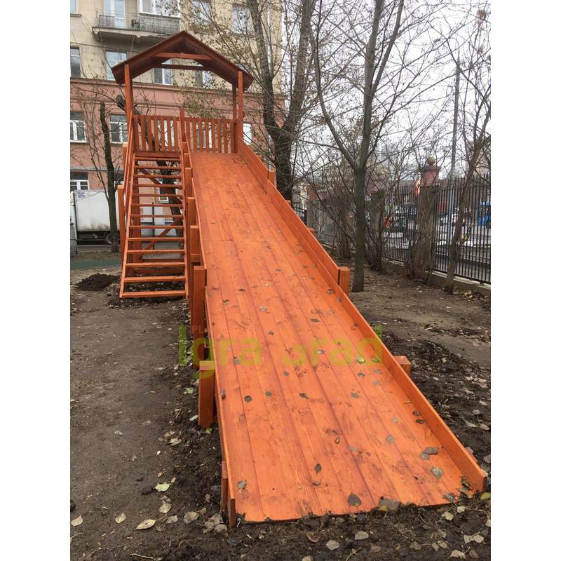 Зимняя горка "IgraGrad Snow Fox (Домик)", скат 10 м, без окраски