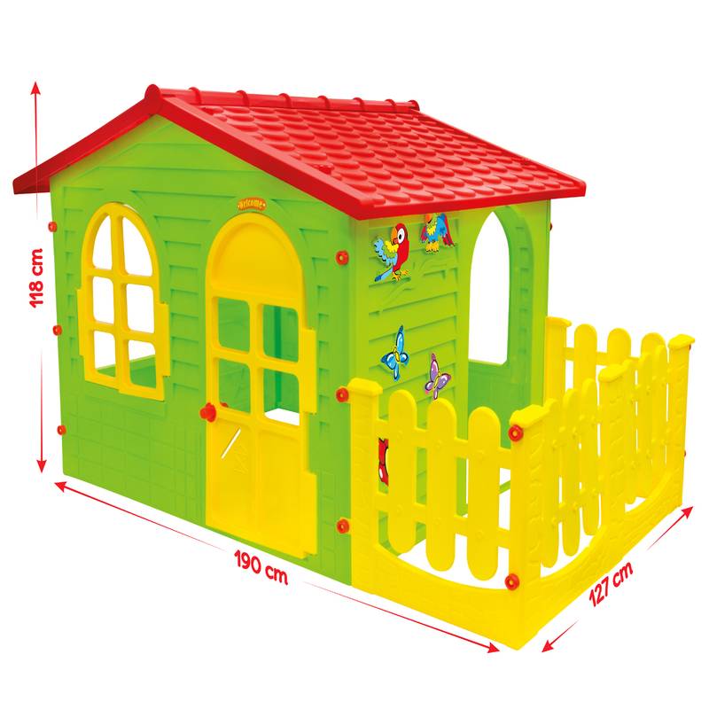 Детский игровой Домик с забором садовый Mochtoys 10498