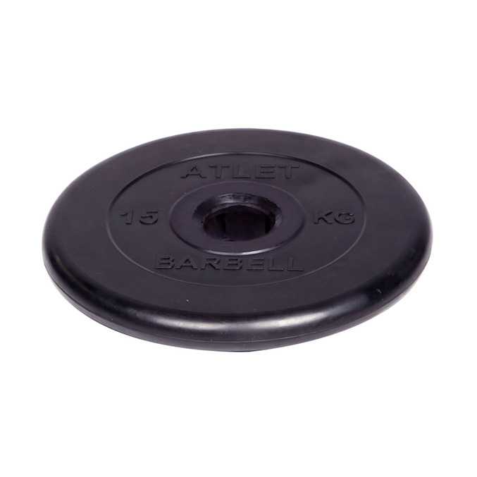 Диск обрезиненный Barbell Atlet d 51 мм чёрный 15,0 кг