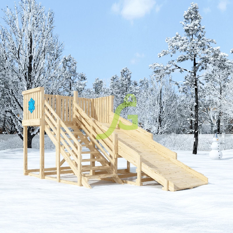 Деревянная зимняя горка "IgraGrad Snow Fox", скат 4 м, без окраски
